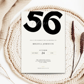 Minimal 56th Birthday Invitation - Bold Typo