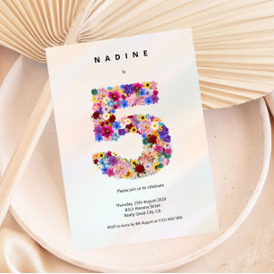 Minimal 5th Birthday Invitation Elegant Chic Style