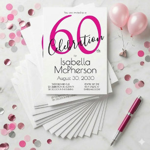 Minimal 60th Celebration Pink 60th Birthday Party Invitation