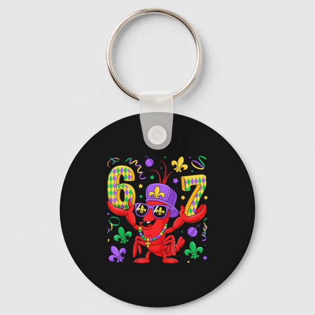 Minimal 67 Mardi Gras Crawfish Beads Key Ring (Front)