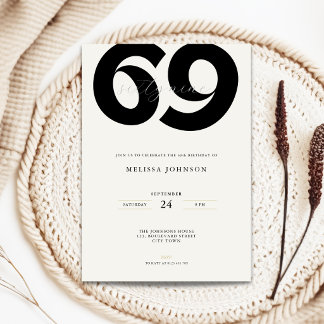 Minimal 69th Birthday Invitation - Bold Typo