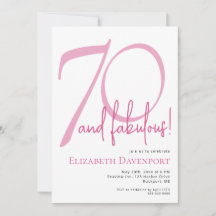 Minimal 70 and Fabulous Pink Birthday