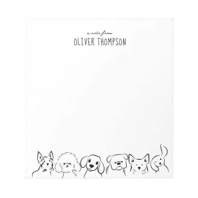 Minimal A Note From Cute Dog Animal Sketch Notepad (Front)