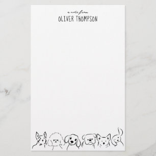 Minimal A Note From Cute Dog Animal Sketch Stationery