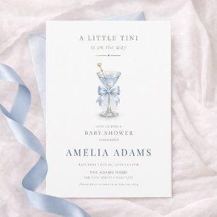 Minimal A Tini One Is On The Way Boy Baby Shower Invitation