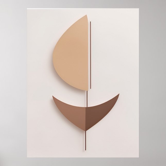 Minimal Abstract Brown Boho Contemporary AI Art  Poster (Front)