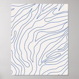 Minimal Abstract Cream White And Blue Poster