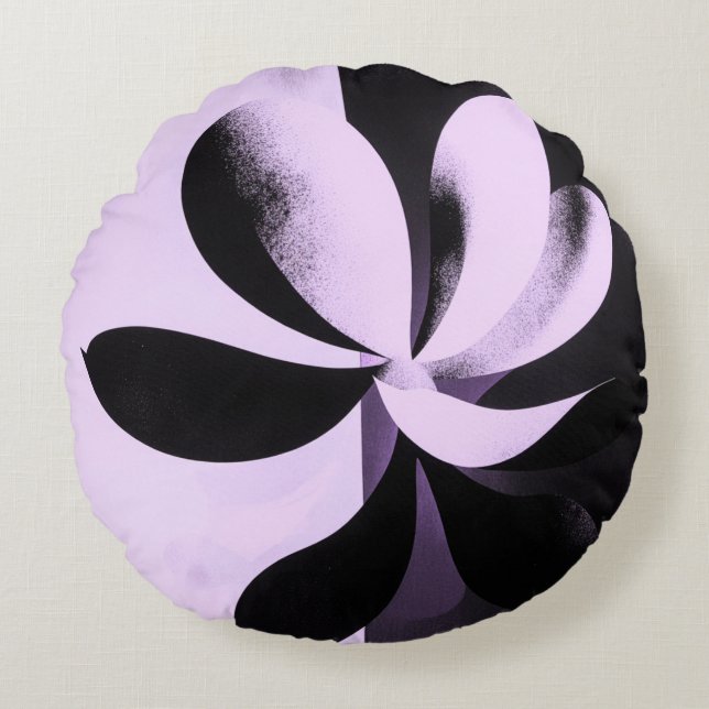 Minimal Abstract Floral Round Pillow (Front)