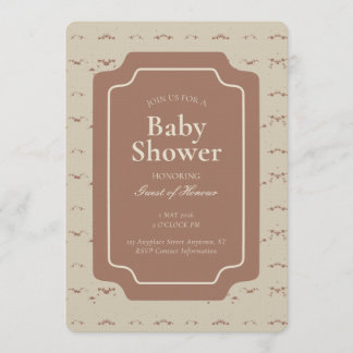 Minimal Abstract Geometric Gender Neutral Beige Invitation