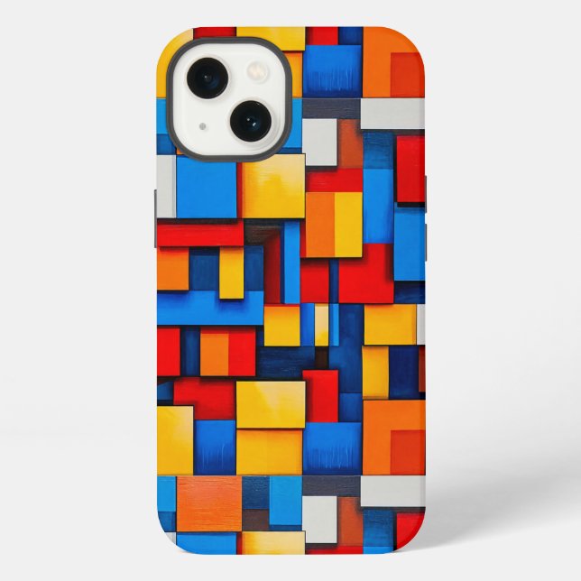 Minimal Abstract Geometry Modern Colourful Blocks iPhone Case (Back)