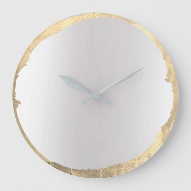 Minimal Abstract Grey Ombre Golden Circle Large Clock (Front)