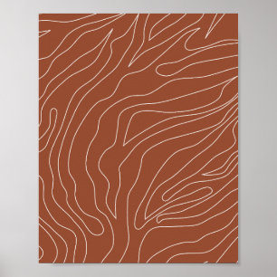 Minimal Abstract Lines Rust Terracotta Poster