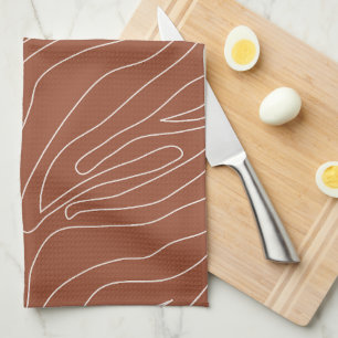 Minimal Abstract Lines Rust Terracotta Tea Towel