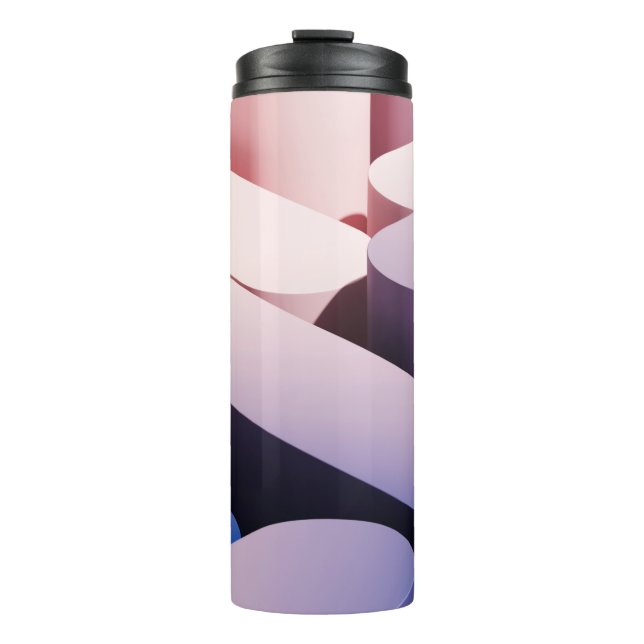 Minimal abstract mockup background. Blue and pink  Thermal Tumbler (Front)