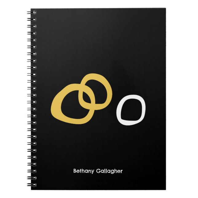 Minimal Abstract – Organic Gold & White Rings  Notebook (Front)