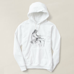 Minimal Abstract Pianist Playing Piano – Elegant Hoodie