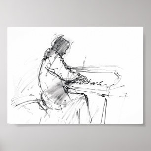 Minimal Abstract Pianist Playing Piano – Elegant  Poster