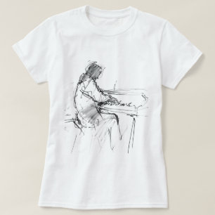 Minimal Abstract Pianist Playing Piano – Elegant  T-Shirt