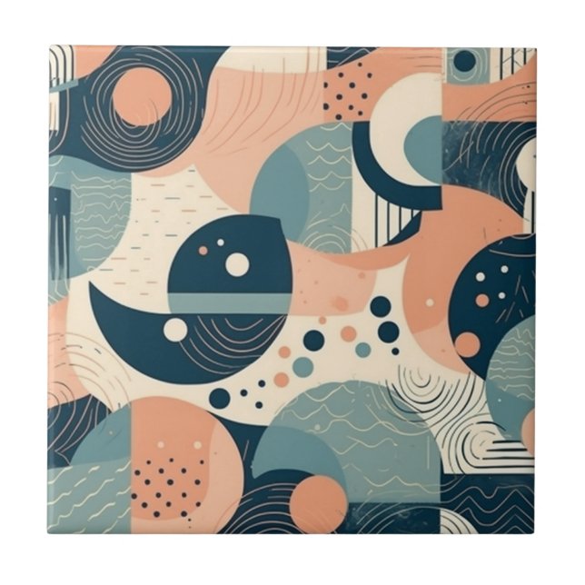 Minimal Abstract Seamless Pattern - Geometric (11) Ceramic Tile (Front)
