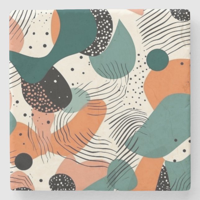 Minimal Abstract Seamless Pattern - Geometric (12) Stone Coaster (Front)