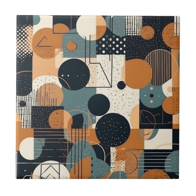 Minimal Abstract Seamless Pattern - Geometric (15) Ceramic Tile (Front)