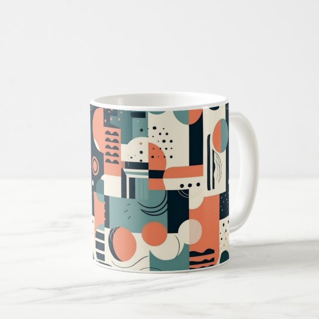 Minimal Abstract Seamless Pattern - Geometric (1) Coffee Mug (Front Right)