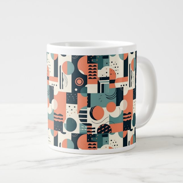 Minimal Abstract Seamless Pattern - Geometric (1) Large Coffee Mug (Front Right)