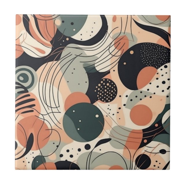 Minimal Abstract Seamless Pattern - Geometric (7) Ceramic Tile (Front)