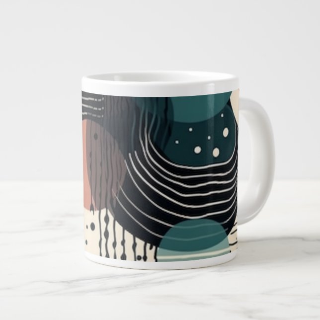Minimal Abstract Seamless Pattern - Geometric (8) Large Coffee Mug (Front Right)