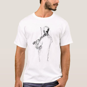 Minimal Abstract Violin Player Sketch T-Shirt