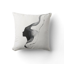 Minimal Abstract Woman Face with Line Art Hair