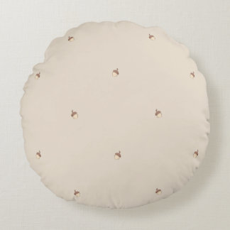 Minimal Acorn Pattern Pillow - Round
