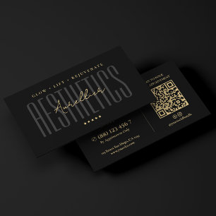 Minimal Aesthetic Aesthetician Black Business Card