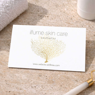 Minimal Aesthetic Med Spa Gold Coral Design Business Card
