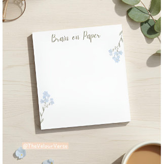 Minimal Aesthetic Notepad with Blue Flowers