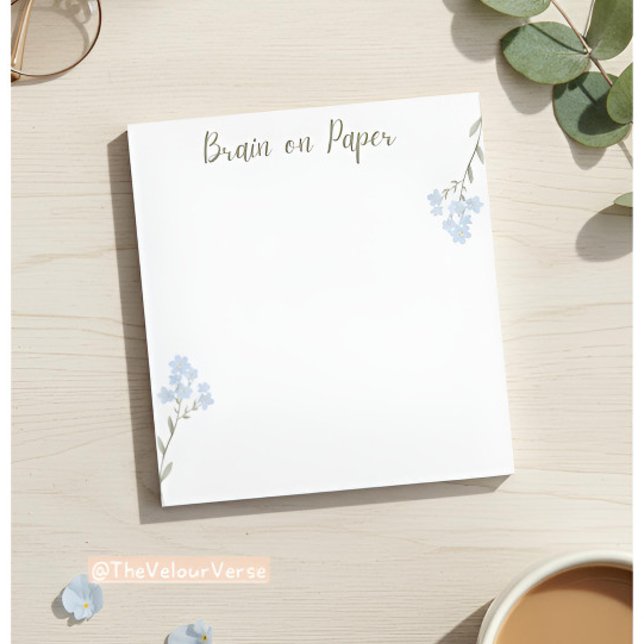 Minimal Aesthetic Notepad with Blue Flowers (Creator Uploaded)