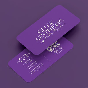 Minimal Aesthetician Royal Purple Glow Specialist Business Card