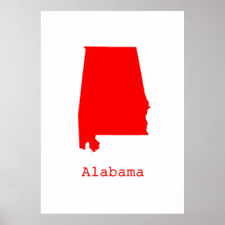 Minimal Alabama United States Poster
