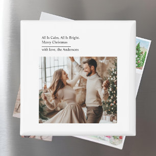 Minimal All Is Calm All Is Bright Christmas Photo  Magnet