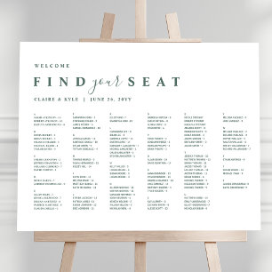 Minimal Alphabetical Green Wedding Seating Chart