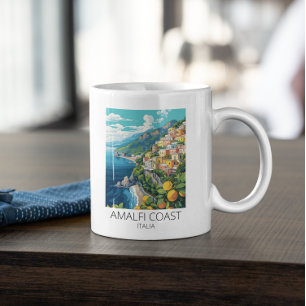 Minimal Amalfi Coast Italy Vintage Travel Coffee Mug