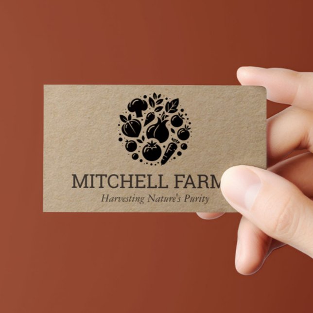 Minimal and Bold Vegetables Logo for Farmers Kraft Business Card (Creator Uploaded)