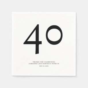 Minimal and Chic 40th Birthday Party Napkin