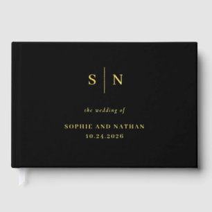 Minimal and Chic   Black and Gold Foil Wedding Guest Book