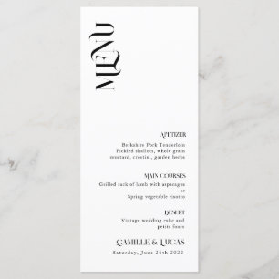 Minimal and chic black and whit Wedding Menu