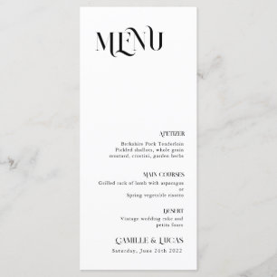 Minimal and chic black and whit Wedding Menu