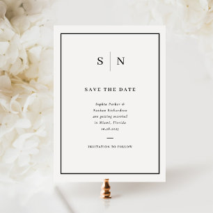 Minimal and Chic   Black and White Border Wedding Save The Date