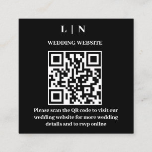 Minimal and Chic   Black and White QR Code Wedding Enclosure Card