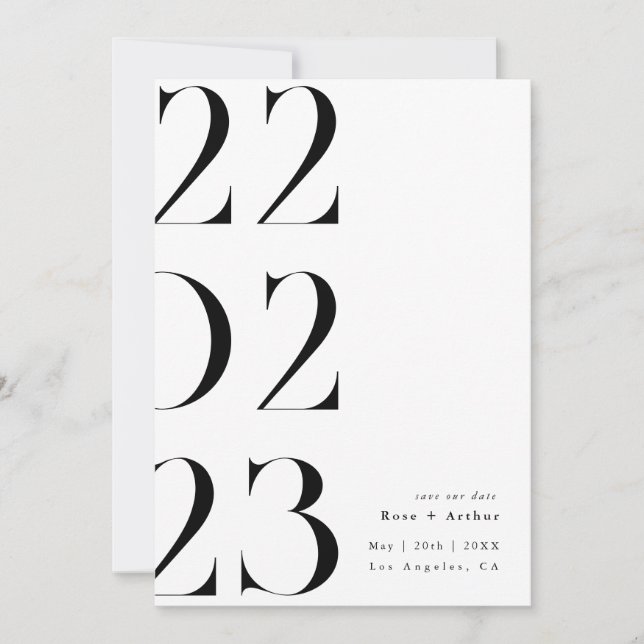 Minimal and chic black and white Save the date Invitation (Front)