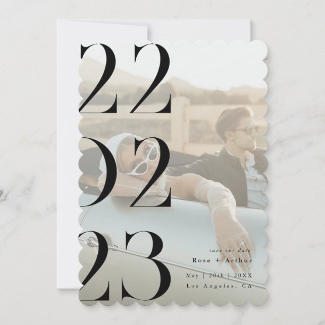 Minimal and chic black and white Save the date Invitation (Front)